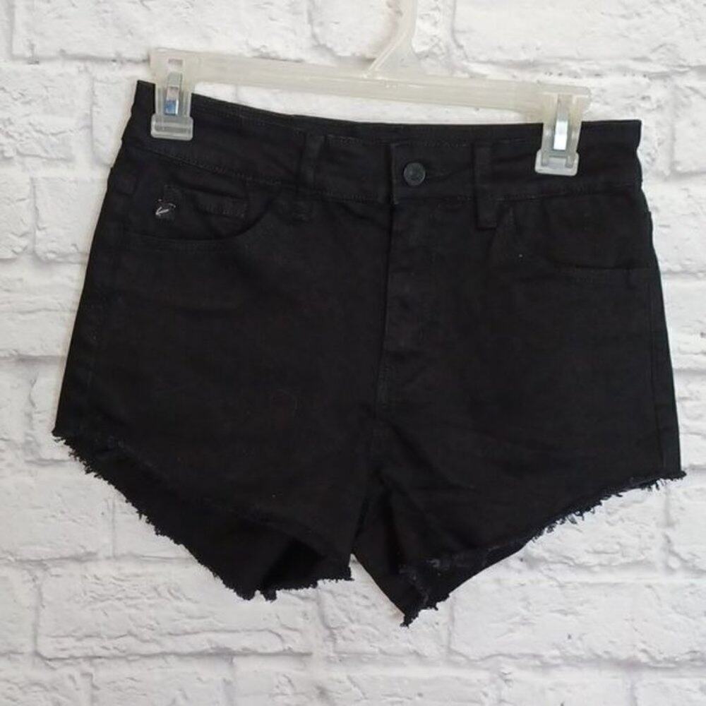 KanCan Estilo Cutoff Jean Shorts Black Frayed Hem Denim Waist 27 - Picture 6 of 6